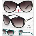 New Ladies Plastic Sunglasses with Metal Decoration (WSP601531)